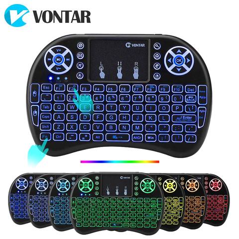 VONTAR i8 keyboard backlit English Russian Spanish Air Mouse 2.4GHz Wireless Keyboard Touchpad Handheld for TV Box H96 max PC ► Photo 1/6