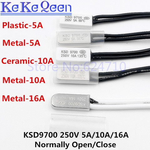 KSD9700 250V 5A 10A 16ATemperature Switch Thermal control 40 45 50 55 60 65 70 75 80 85 90 95 100 105 110 120 125 135 140 Degree ► Photo 1/6