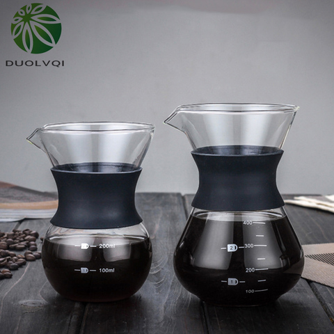 Manual Coffee Maker Reusable Glass Coffee Pot Durable Coffee Drip Pot Stainless Steel Coffee Filter Coffeeware 200/400ml ► Photo 1/6