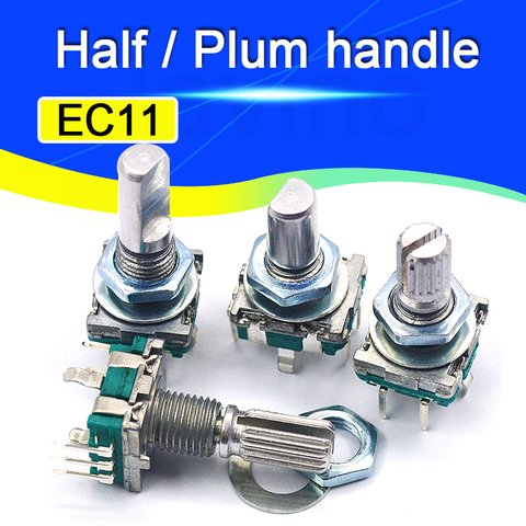 5PCS/LOT 20 Position 360 Degree Rotary Encoder EC11 w Push Button 5Pin Handle Long 15/20MM With A Built In Push Button Switch ► Photo 1/6