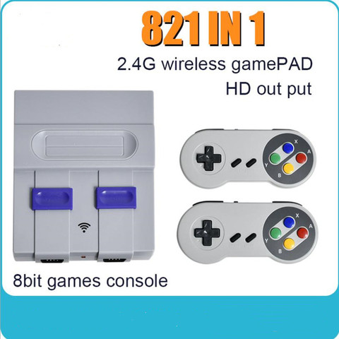 Powkiddy New Retro Game Console 821 Built in Game Video Game Console with Double wireless Gamepads Home Game Console For Kid's ► Photo 1/6