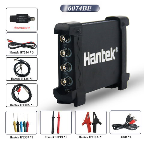 Hantek 6074BE &HT201 Attenuator Digital Storage Oscilloscopes PC USB Portable 4 Channels 70MHz Bandwidths Support WIN10 ► Photo 1/6