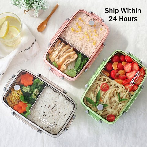 Portable Healthy Material Lunch Box Independent Lattice For Kids Bento Box Microwave Dinnerware Food Storage Container Foodbox ► Photo 1/6