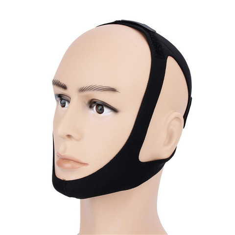 1PCS Black Color Men Women Anti Snore Chin Strap Care Sleep Stop Snoring Belt Chin Jaw Supporter Apnea Belt ► Photo 1/6