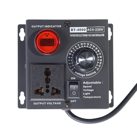 EU Plug AC220V 4KW SCR Adjustable Voltage Dimmer Light Temperature Motor Power Fan Speed Controller ► Photo 1/6