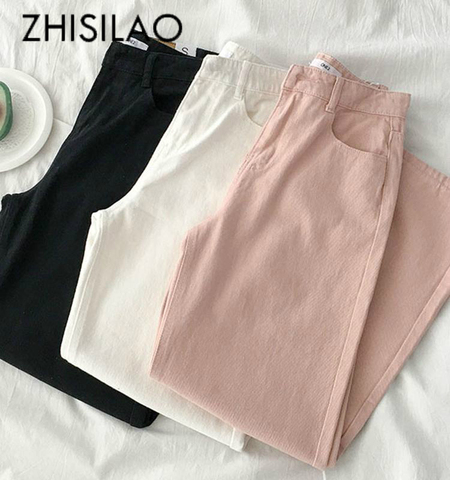 Fashion Zhisilao White Wide Leg Jeans Women Boyfriend Retro Loose