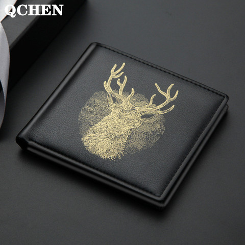 Men's wallet Short deer horizontal vertical thin men British casual multi-function card bag Magnetic Retro triangle folding 818 ► Photo 1/6