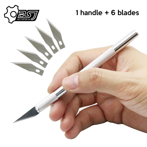 Non-Slip Metal Scalpel Knife Tools Kit Cutter Engraving Craft knives + 6pcs Blades Mobile Phone PCB DIY Repair Hand Tools ► Photo 1/6