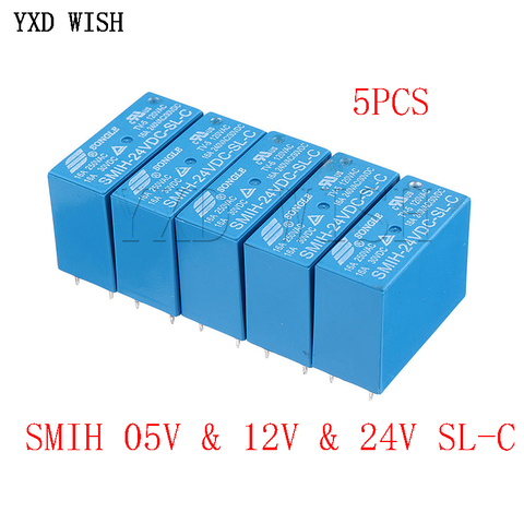 5PCS SMIH-05VDC-SL-C SMIH-12VDC-SL-C SMIH-24VDC-SL-C 05 12 24 V Relays 250V 16A 8PIN SMIH-05V 12V 24VDC-SL-A 6Pin Original Relay ► Photo 1/3