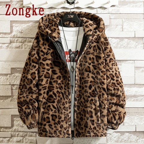 Zongke Leopard Hooded Winter Jacket Men 2022 Japanese Streetwear Men Jacket Winter Casual Jackets For Men Brand Coat M-4XL ► Photo 1/6