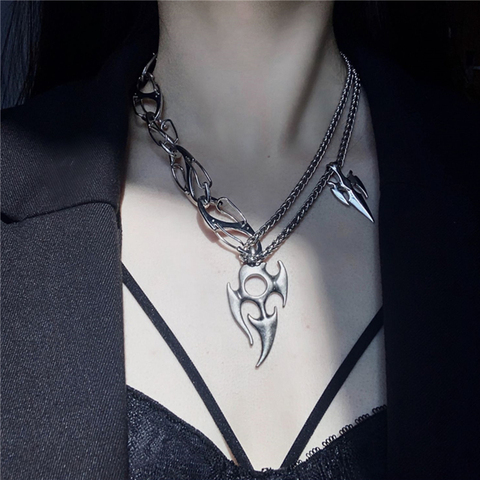 Hangzhi 2022 New Punk Hip Hop Silver Colour Hollow Flame Choker Harajuku Cool Guy Necklace for Women Man Couple Party Jewellery ► Photo 1/6