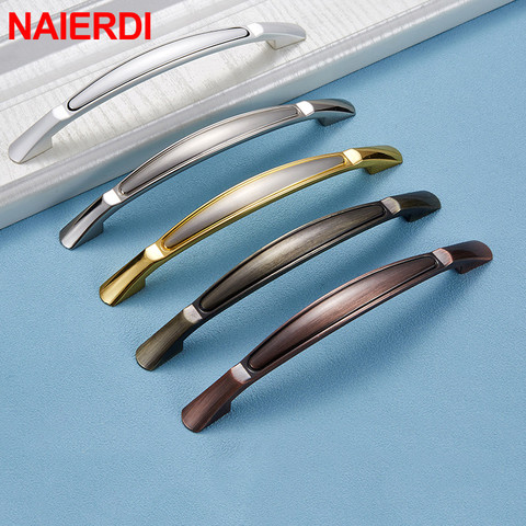 NAIERDI Vintage Bronze Handles Kitchen Cabinet Handles Solid Drawer Knobs Silver Cupboard Door Wardrobe Pulls Furniture Handle ► Photo 1/6