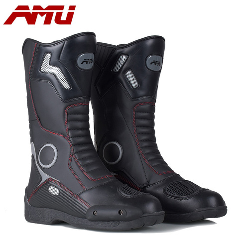 AMU Motorcycle Fashion Cross-country Water Proof Leather Boots Motor Sports Motocross Dirt Biker Boot Protective Boot Shoes ► Photo 1/6