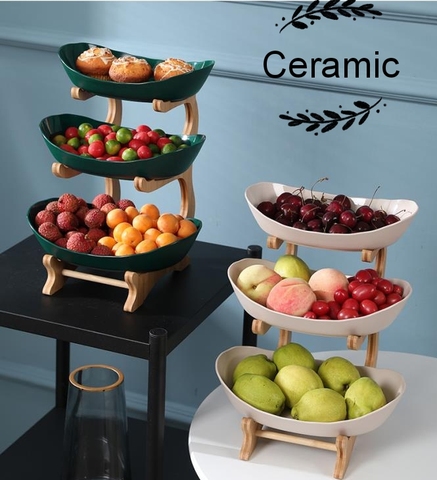 Ceramic Living Room Home Three-layer Fruit Plate Candy Dish Creative Modern Dried Fruit Fruit Basket Snack Plate ► Photo 1/6