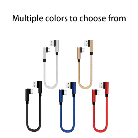 25cm Short Fast Charging Cable Double Elbow 90 Degree USB C Micro USB Data Cable For All Smart Phones For Type C For iphone ► Photo 1/6