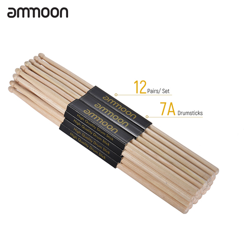 ammoon 3/12 Pairs 5A/ 7A Drumsticks Wooden Drum Sticks Fraxinus Mandshurica Wood Drum Set Percussion Instrument Accessories ► Photo 1/6