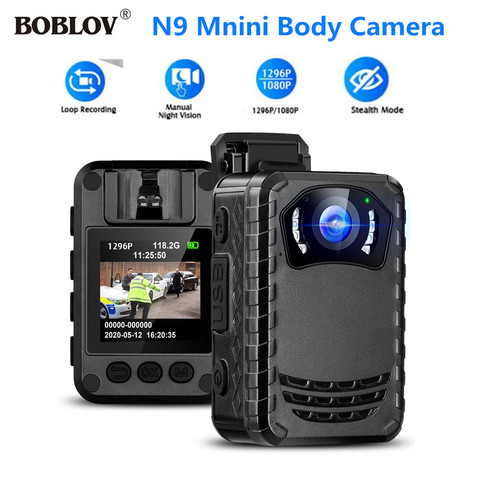 BOBLOV N9 Body camera with audio IR night vision uses external SD Max 256GB DVR Recording Camera Smallest bodycam police camera ► Photo 1/6