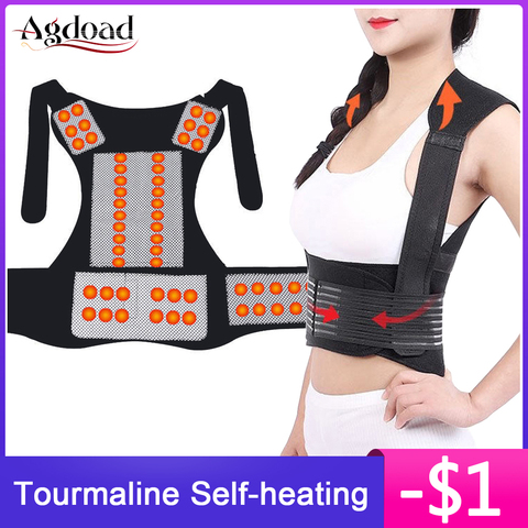 AGDOAD Tourmaline Self-heating Therapy Lumbar Back Correction Belt Magnetic Shoulder Brace Support Back Posture Corrector ► Photo 1/6