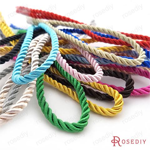 Wholesale 5 Meter Diameter 5mm 8mm Satin Polyester Three Strands of Twisted Cords Rope Diy Findings Accessories  (FP1009) ► Photo 1/6