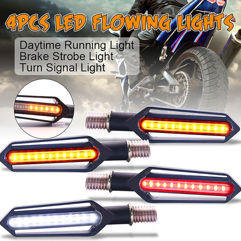 24 LED Motorcycle Turn Signal Indicator Blinkers 12V Three-use Sequential DRL Flashing Brake Lights Warning Lamp ► Photo 1/6