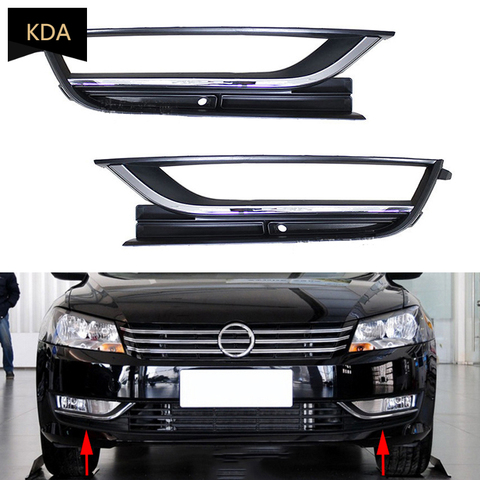 Auto Front Left Right Bumper Fog Light Lamp Chrome Grill for VW Passat 2011 2012 2013 2014 2015 56D853665 56D853666 ► Photo 1/5