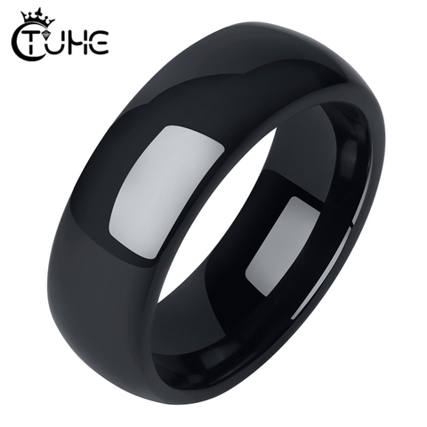Never Fade 8MM Width Ceramic Rings for Men Women Cool Band Rings Smooth Comfortable Rings Wedding Engagement Gift Size 6-10 ► Photo 1/6