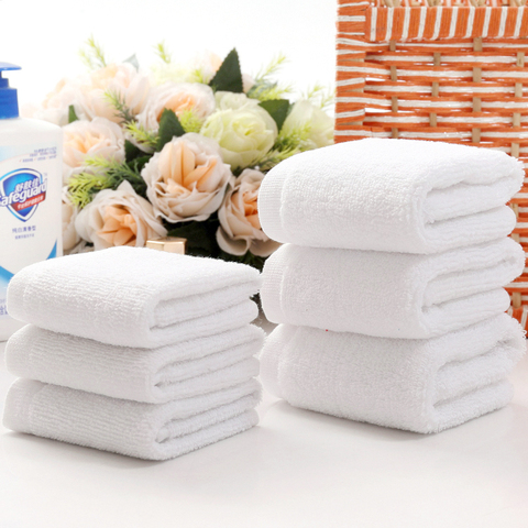 10pcs/lot Good Quality White Cheap Face Towel Small Hand Towels Kitchen Towel Hotel Restaurant Kindergarten Cotton Towel ► Photo 1/6