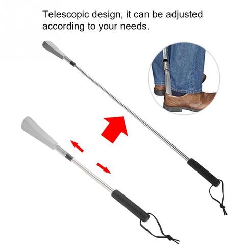 Clothing Aids Extendable Telescope Long Handle Metal Stainless Steel Shoe Horn Collapsible us Putting On And Taking Off ► Photo 1/6