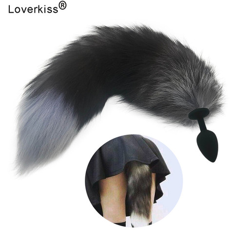 1 Pcs Anal Plug With Silicone Black Fox Tail Smooth Anal Plug for Woman And Men Sexy Butt Plug Adult SM Sex Toy Adult Products ► Photo 1/6