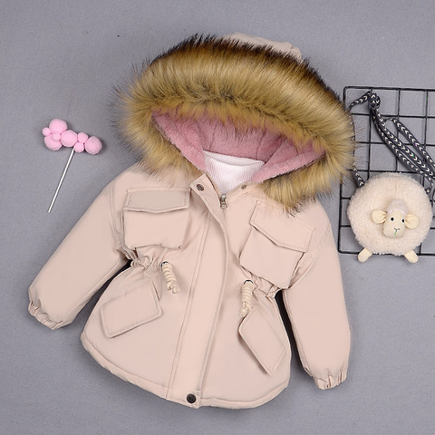 2022 Autumn Winter Fur Collar Children Down Jackets For Girls Warm Kids Down Coats For Girl 2-8 Years Outerwear Kids Clothing ► Photo 1/6