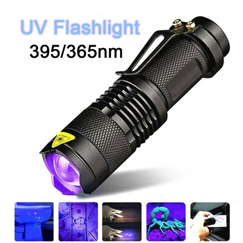 Black Light 365/395 nm UV Flashlight Handheld Portable Ultraviolet Detector Fluorescent Agent Detection Purple Lamp Flashlight ► Photo 1/1