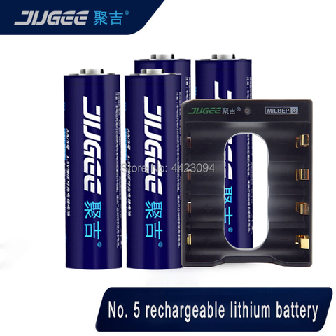 New JUGEE 2000mah 1.5v AA 3000mWh usb rechargeable Li-polymer lithium AA usb battery + USB 4 slot charger ► Photo 1/6