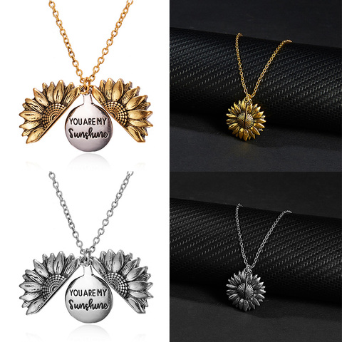 You are my sunshine Vintage Creative Sunflower pendant Double-layer Open Necklace Sweater Necklaces for Women Jewelry Gift ► Photo 1/6
