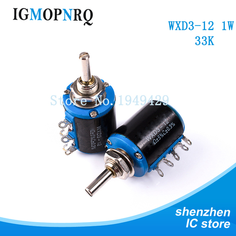 2PCS/LOT WXD3-12 1W 33K Precision multi turn potentiometer 5 ring multi-circle precision wire-wound potentiometer ► Photo 1/2