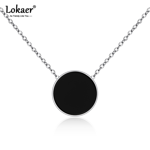 Lokaer Black Acrylic Stainless Steel Statement Short Chokers Necklaces Pendant Clavicle Chain Rose Gold Fashion Jewelry N17057 ► Photo 1/6