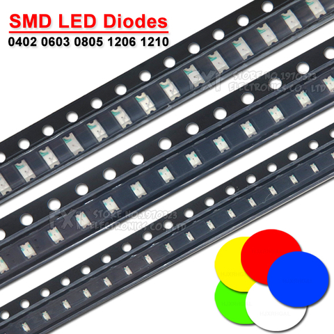 100pcs 1206 SMD LED diodes light  yellow red  green blue White Hot sale ► Photo 1/2