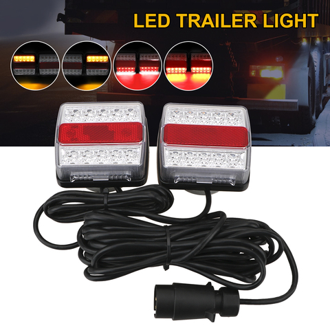 2Pcs 12V 5 Functions 30 LED Trailer Tail Towing Light Rear Indicator Brake Reflector Number Plate Powerful Magnet Easy Fit ► Photo 1/6