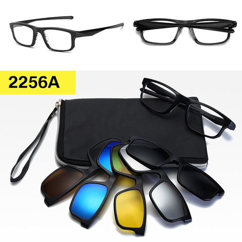 Eyeglasses with Magnetic Clip on Sunglasses Optical Lenses for Men Non-Prescription Sun Glasses 5 in 1 Women Driving Classic ► Photo 1/1