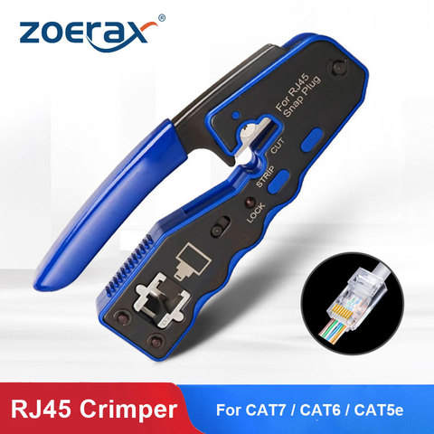 ZoeRax RJ45 Pass Through Crimper Tool, Ethernet Crimper EZ Network Crimping Tool Wire Stripper Cutter for Cat6a Cat5 ► Photo 1/6