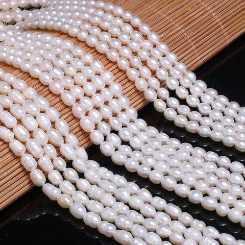 Natural Freshwater Pearl Beads High Quality Rice Shape Punch Loose Beads for DIY Elegant Necklace Bracelet Jewelry Making 5-6MM ► Photo 1/4