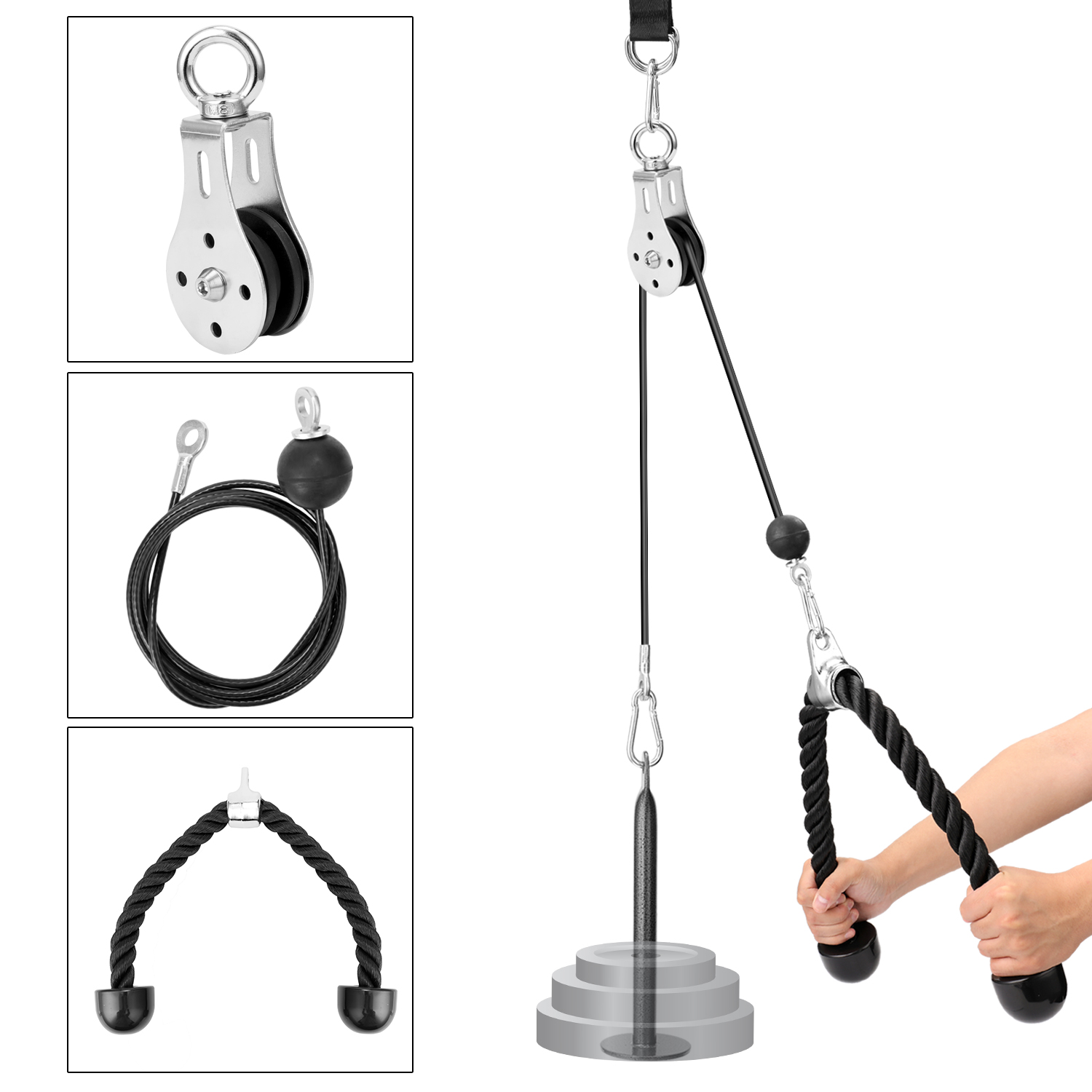 Triceps Training Pulley System Hanging Training Suspension Pull Rope 