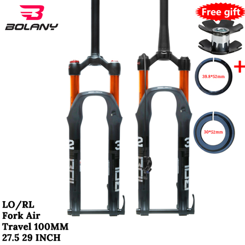 BOLANY MTB Bike Fork Thru Axle Solo Air Suspension 27.5/29inch Straight/Tapered Tube RL/LO Bicycle Quick Release Travel 100mm ► Photo 1/1