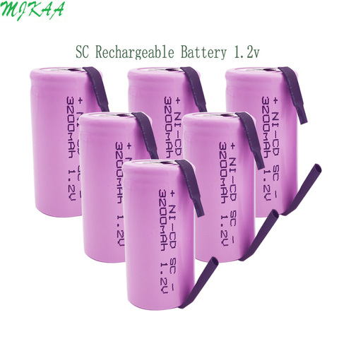 MJKAA 1.2V rechargeable battery 3200mah 4/5 SC Sub C ni-cd  cell with welding tabs for electric drill screwdriver ► Photo 1/6