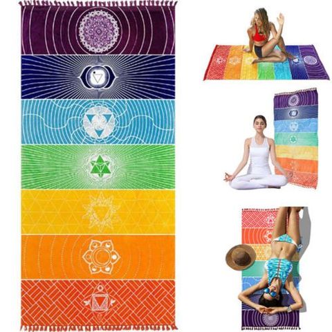 Ladies Fitness Yoga Tapestry Rainbow Mandala Stripe Meditation Yoga Mat Ladies Bath Towel Multifunctional Blanket ► Photo 1/6