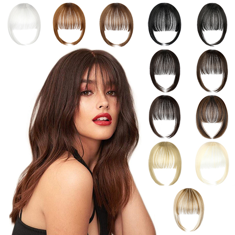 SHANGZI Air Bangs Pure Bangs Hair Extension Synthetic Wig Natural Black Light Brown Dark Brown Black High Temperature Fiberwomen ► Photo 1/6