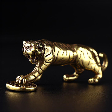 Tiger Casting Animal Figurine Abstract Geometric Style Metal Retro Sculpture Home Office Room Desktop Decoration Gift Diy ► Photo 1/6
