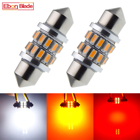 2 X Ultra Bright Yellow Amber Orange 3014 SMD LED 31mm 36mm 39mm 41mm C5W Festoon Car Interior Dome Map Reading Light LED Bulbs ► Photo 1/5