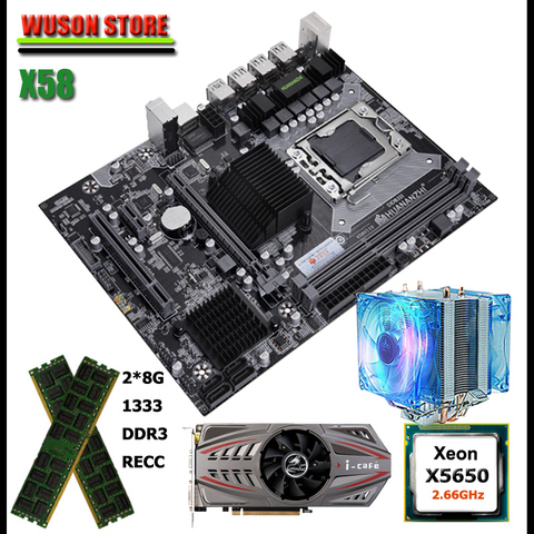 HUANANZHI X58 motherboard combo CPU Intel Xeon X5650 2.66GHz with CPU radiator RAM 16G(2*8G) REG ECC video card GTX750Ti 2GD5 ► Photo 1/6