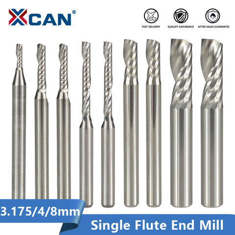 XCAN Single Flute Milling Cutter 3.175 4 6mm Shank Carbide End Mill One Flute Spiral PVC Cutter CNC Router Bit ► Photo 1/6