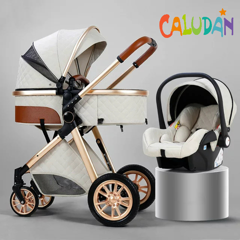 Multi-functional 3 in 1 Baby Stroller High landscape Can Sit Reclining Light Folding Two-way Eggshell Design Carrinho De Bebe ► Photo 1/6